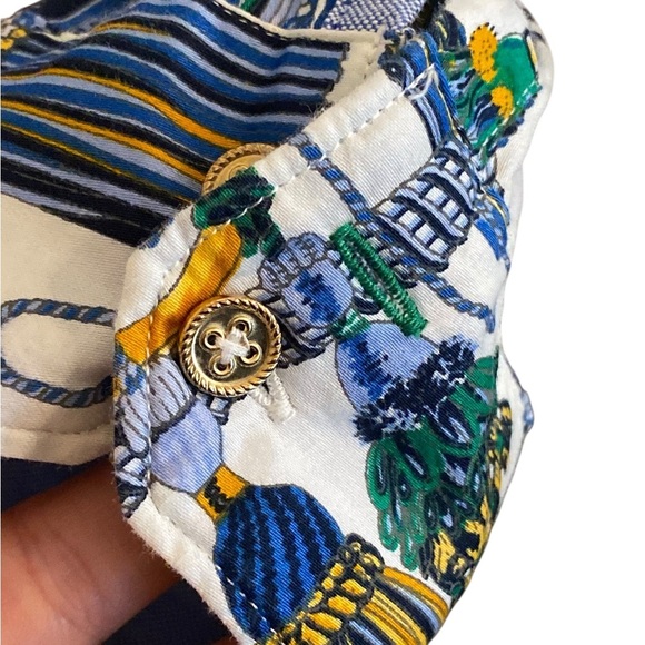 Tommy Hilfiger Blue & Gold Tassel Pattern Button Long Sleeve Up Shirt Old Money - Picture 8 of 12